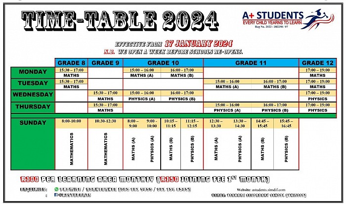 NORMAL TIME TABLE